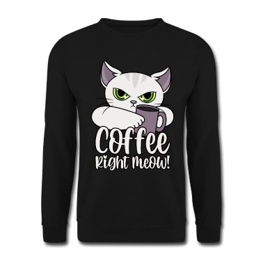 Katzen Pullover - Katze lustige Sprüche Kaffee Coffee Right Meow