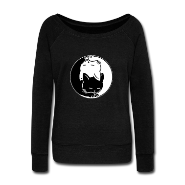 Katzen Pullover - Yin Yang Katzen Chinesisches Tai Chi Symbol Glücksbringer