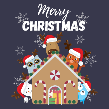 Motiv Frohe Weihnachten mit Katzen und Rentier