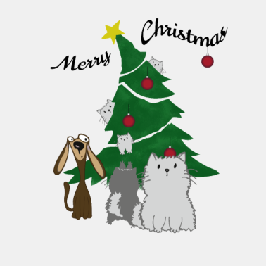 Motiv Merry Christmas Weihnachten mit Hund und Katze
