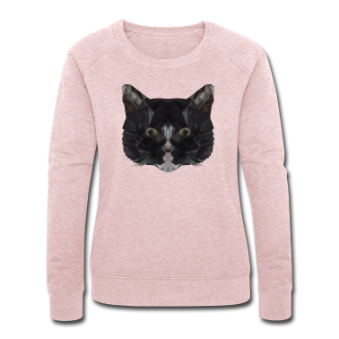 Katzen Pullover - Katze Polygon schwarze Katze Dreieck