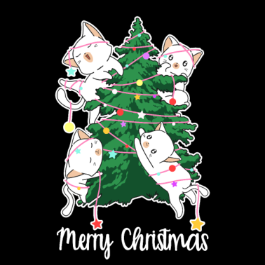 Motiv Anime Kawaii Katzen Weihnachtsbaum Weihnachten