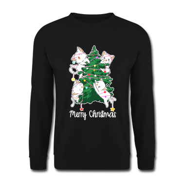 Katzen Pullover - Anime Kawaii Katzen Weihnachtsbaum Weihnachten