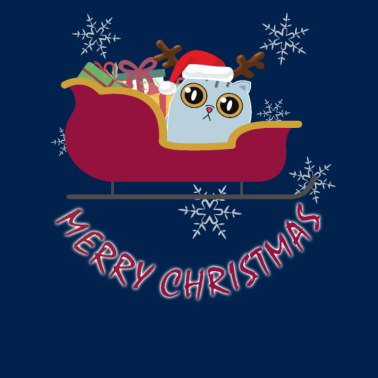 Motiv Frohe Weihnachten mit Katze, Schlitten