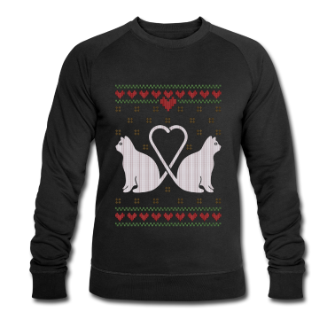 Katzen Pullover - Ugly Christmas Sweater Katzen Herz Weihnachten
