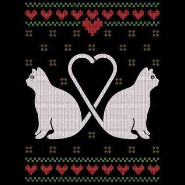 Motiv Ugly Christmas Sweater Katzen Herz Weihnachten