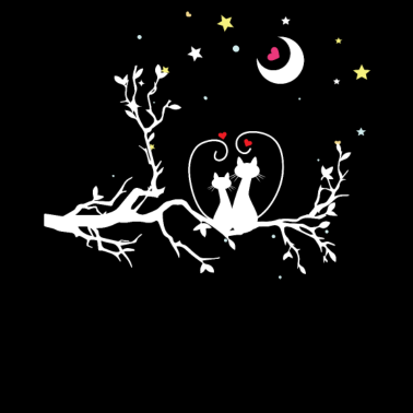 Motiv Katzenpaar auf einem Ast - Katze & Kater - Sterne