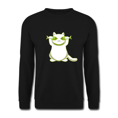 Katzen Pullover - CatFish - Katze mit Fischen vor den Augen