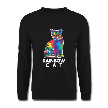 Katzen Pullover - Regenbogen Katze