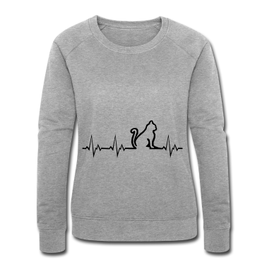 Katzen Pullover - Katzen Puls Herzschlag Katze Katzenliebhaber