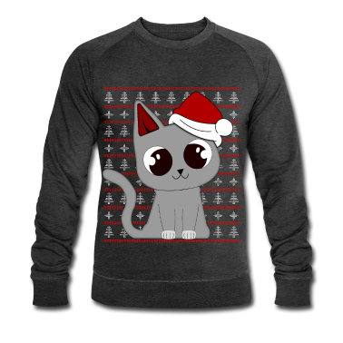 Katzen Pullover - Süße Katze Weihnachten mit Muster Nikolaus