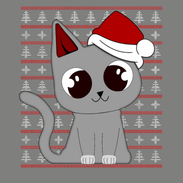 Motiv Süße Katze Weihnachten mit Muster Nikolaus