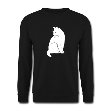 Katzen Pullover - Elegante Katze, weiß