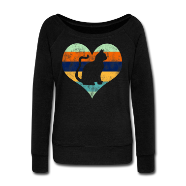 Katzen Pullover - Retro Katzen Herz Katze Valentinstag