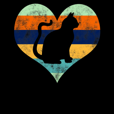 Motiv Retro Katzen Herz Katze Valentinstag
