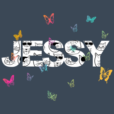 Motiv Jessy - Schöner Name mit Schmetterlingen & Katzen