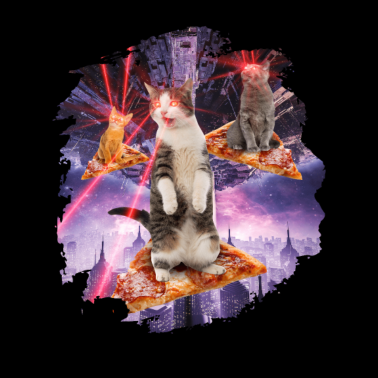Motiv Laser Katzen Pizza Kitties Katze Weltall