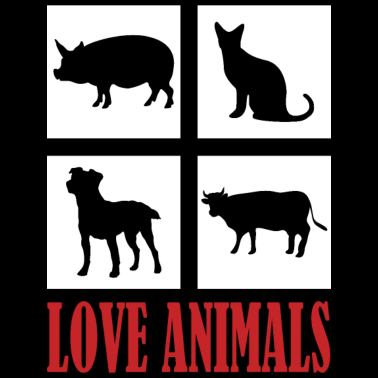 Motiv Ich liebe Tiere Schwein Katze Hund Kuh Spruch