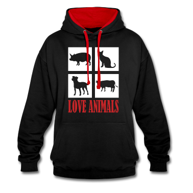 Katzen Hoodie - Ich liebe Tiere Schwein Katze Hund Kuh Spruch