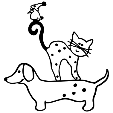 Motiv Hund Katze Vogel