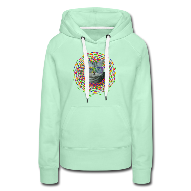 Katzen Hoodie - Katze süß mit Regenbogenfarben Brille