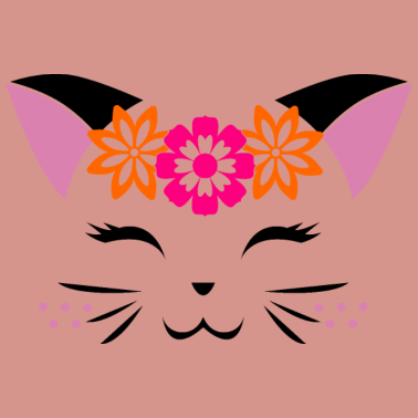 Motiv Süßes Katzen Gesicht mit Blumen