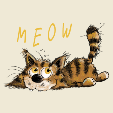Motiv Meow Black Tabby Katze - Comic