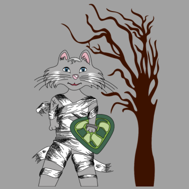 Motiv Halloween Katze mit Baum