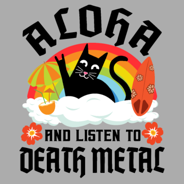 Motiv Death Metal Hawaii Katze Aloha Regenbogen Retro