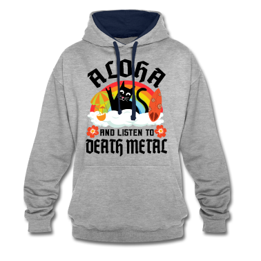 Katzen Hoodie - Death Metal Hawaii Katze Aloha Regenbogen Retro