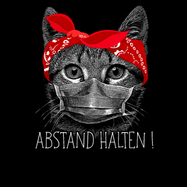 Motiv Abstand halten ! Katze Cat mit Mundschutz Maske
