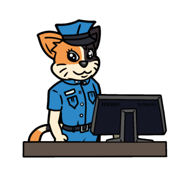 Motiv Katze Polizistin Polizei Polizeistation Büro Beruf