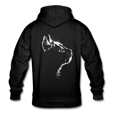 Katzen Hoodie - Katzen Gesicht Illustration Zeichnung Silhouette