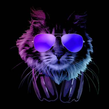 Motiv Furry DJ Cat In Neon Lights