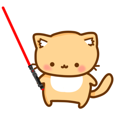 Motiv Süße Katze mit einem roten Lichtschwertern