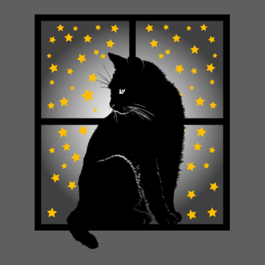 Motiv Katze Vor Fenster Nacht Sterne Für Damen Herren