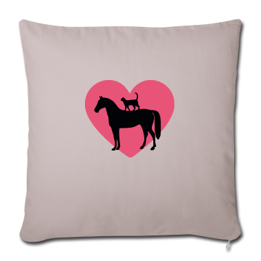 Katzen Kissenbezug - Pferd mit Katze Herz Liebe Tiere