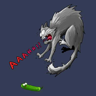 Motiv Katze springt weg von Gurke