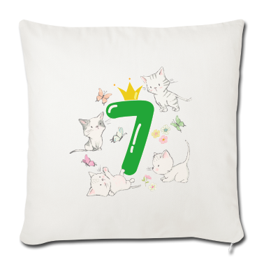 Katzen Kissenbezug - Geburtstag 7 Jahre Junge Mädchen Katze Krone Zahl