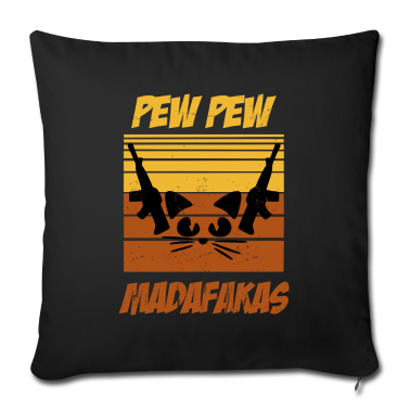 Katzen Kissenbezug - Katze Pew Pew Madafakas Cat Vintage Funny Tee