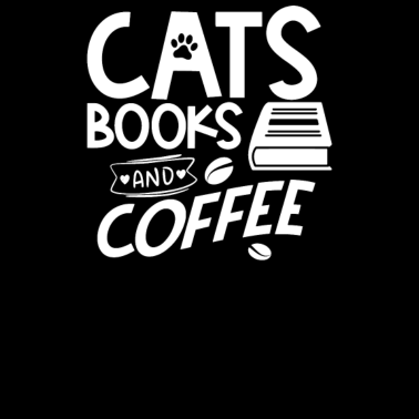 Motiv Buch-Liebhaber Zitat Katzen Bücher und Kaffee