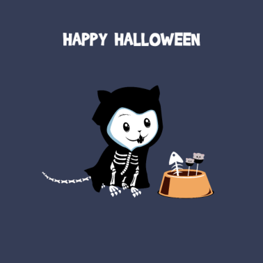 Motiv Halloween Katze Skelett