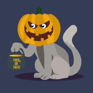 Motiv Halloween Katze Kürbis T-Shirt