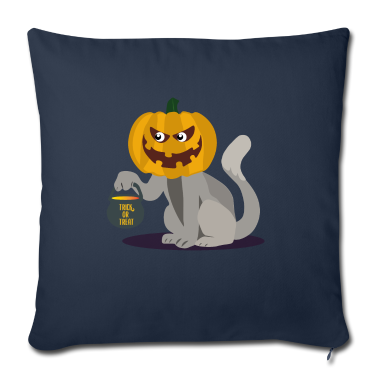 Katzen Kissenbezug - Halloween Katze Kürbis T-Shirt