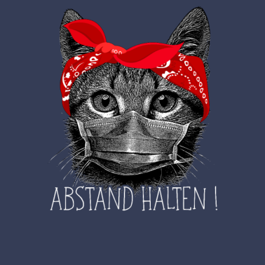Motiv Abstand halten ! Katze Cat mit Mundschutz Maske
