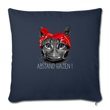 Katzen Kissenbezug - Abstand halten ! Katze Cat mit Mundschutz Maske