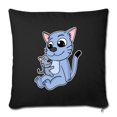 Katzen Kissenbezug - Katze Familie - Katze mit Baby - Katze
