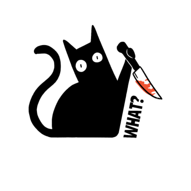 Motiv Cat What? lustige schwarze Katze mit Messer