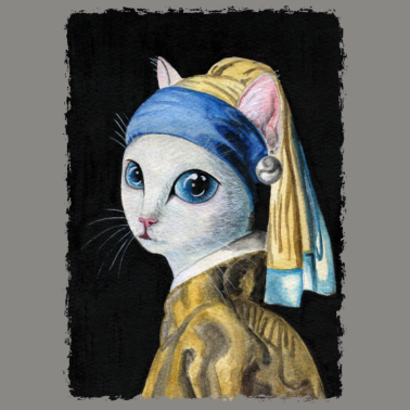 Motiv Katze mit Perlenohrring