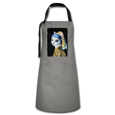 Katzen Sch&uuml;rze - Katze mit Perlenohrring